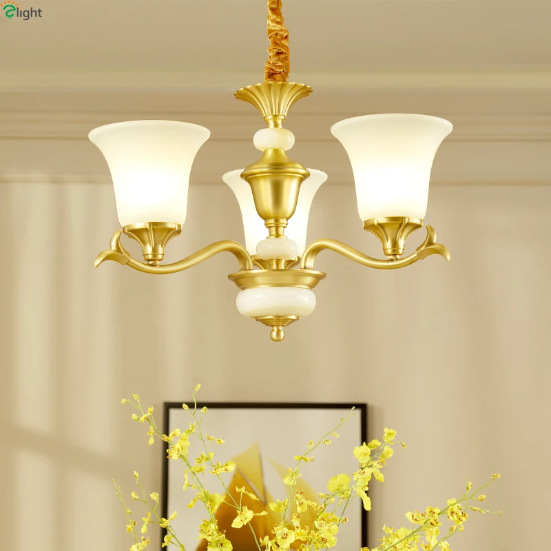 Lustre медные светодиодные люстры освещение блеск для гостиной стеклянные оттенки