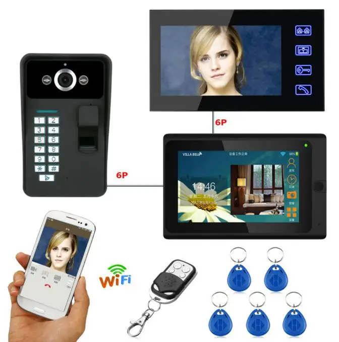 SmartYIBA WIFI APP Fingerprint Doorphone ID cards Password Unlock Max Support 16GB TF Card Doorbell 1000TVL Video Intercom | Безопасность