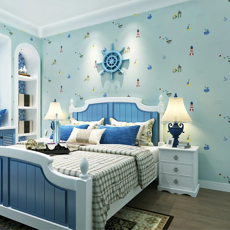 Обои для детской комнаты не тканые обои в средиземноморском стиле теплые