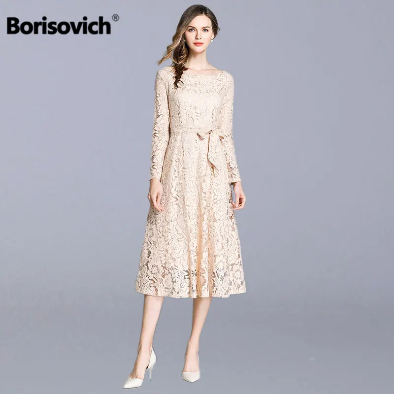 Женское кружевное длинное платье Borisovich повседневное трапециевидной формы с
