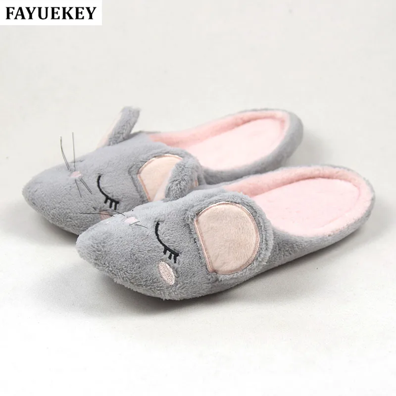 Новинка весна осень домашние хлопковые плюшевые тапочки FAYUEKEY с мультяшной мышью