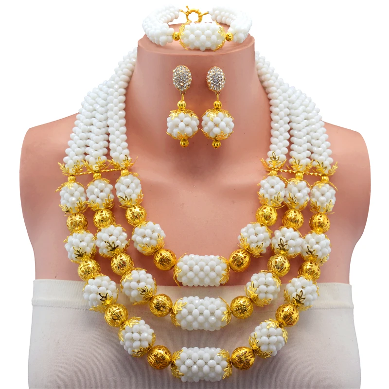 Новинка 2017 наборы свадебных ювелирных изделий белые нигерийские Свадебные