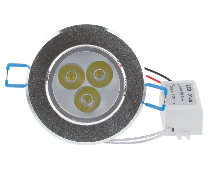 Серебряный корпус 9 Вт 3x3 светодиодный встраиваемый светильник высокой мощности
