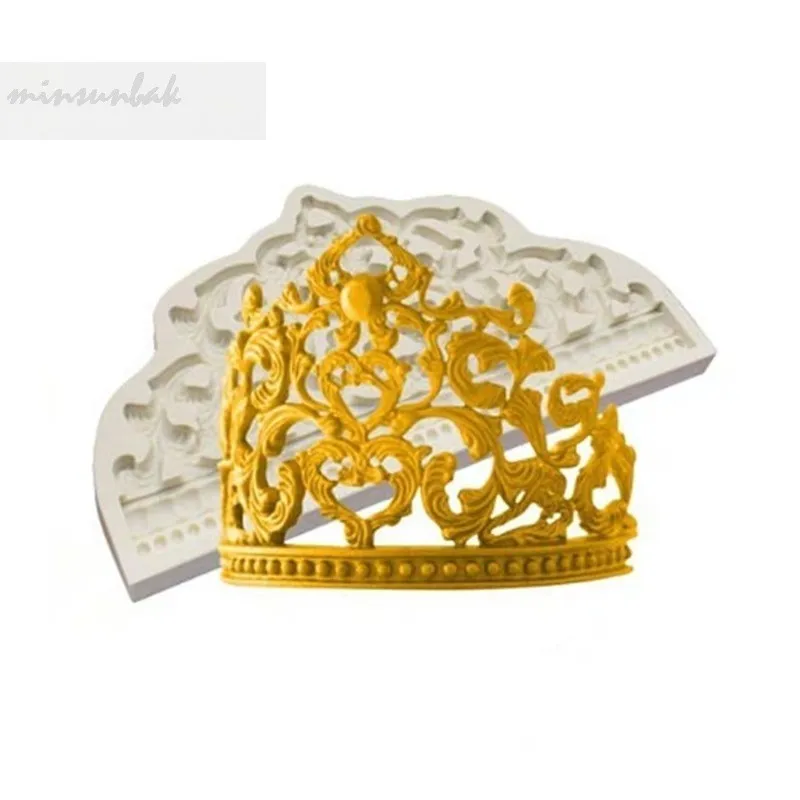 Minsunbak силиконовая форма с короной Европейский ретро тиснением для края торта украшение Инструмент Sugarcraft