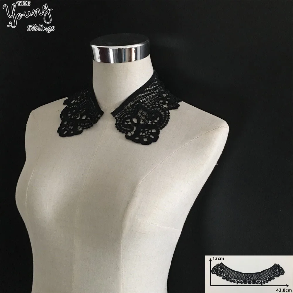Новое поступление Черная кружевная ткань вышивка кружевной воротник аппликация