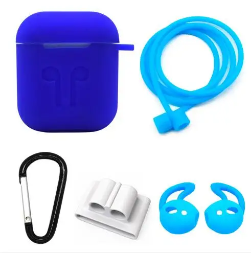 5 в 1 сумка для наушников для AirPods чехол для наушников Защитная крышка для гарнитуры для Apple AirPods чехол Аксессуары - Цвет: blue