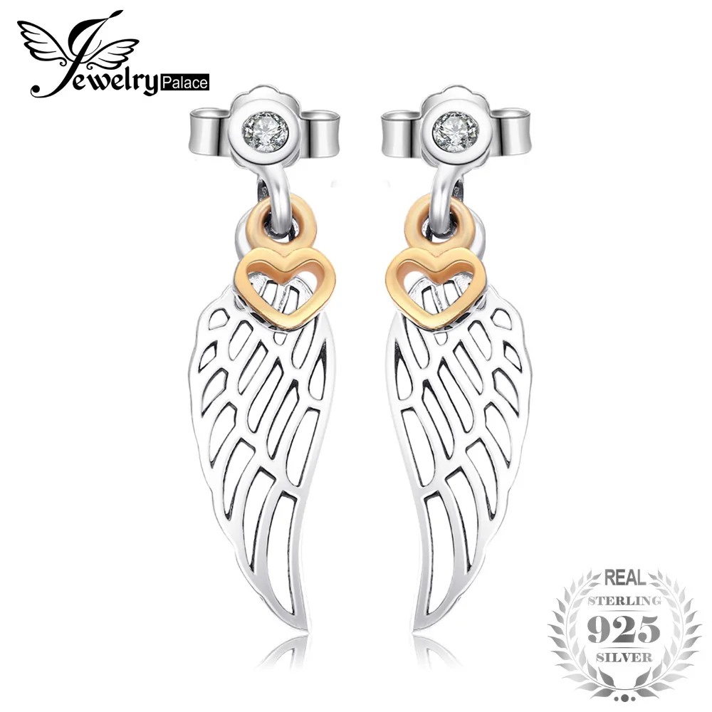 Jewelrypalace реальные 925 пробы Серебряные серьги Eternity Угловые Крылья стержня для