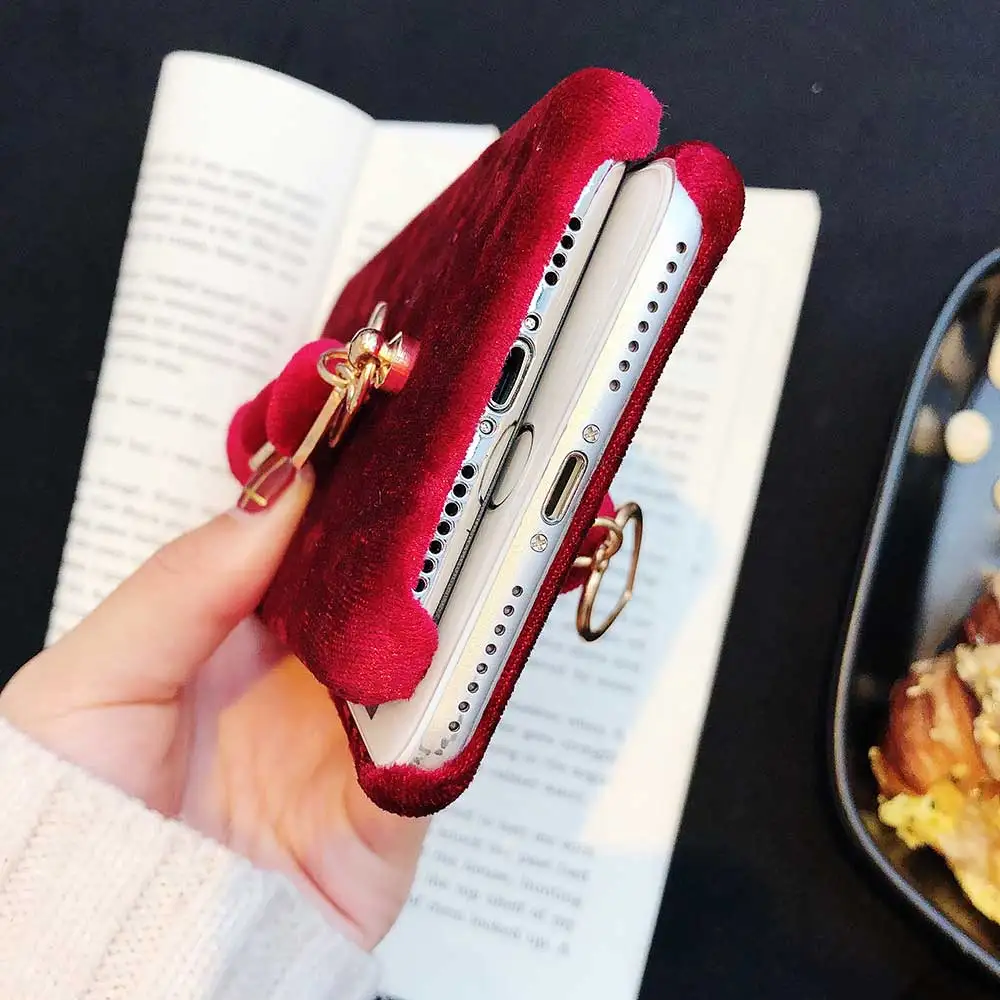 Heart Pendant Phone Case For iphone 11 Pro XS MAX XR Red Cases With Bracelet X 6 6S 7 8 Plus SE 2020 SE2 Cover Capa | Мобильные