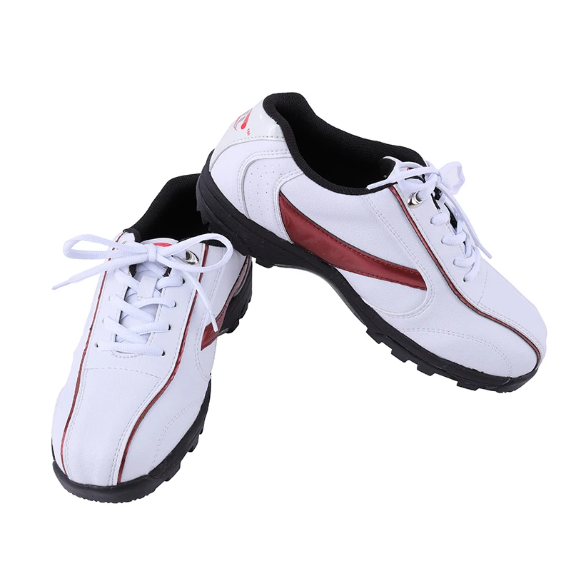 Mens PU Leather Golf Shoes Sports Spike Sneakers Mens Waterproof Breathable Golf Shoes Comfortable Skid Sports Trainers D0381