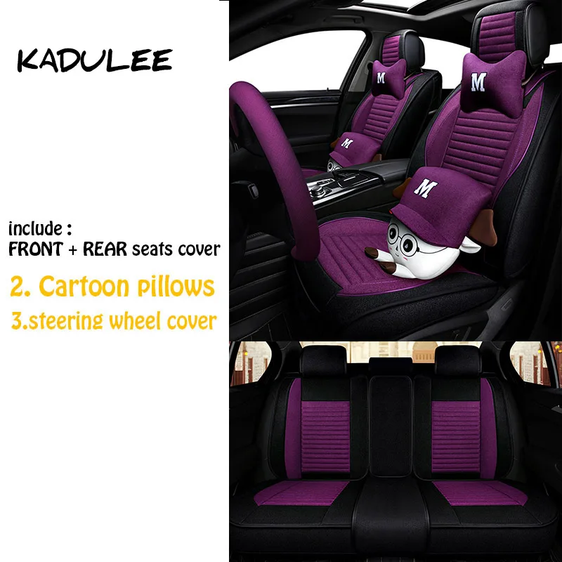 KADULEE льняные автомобильные чехлы для сидений для lada granta priora kalina largus xray для lada 2114 renault logan автомобильные аксессуары для укладки - Название цвета: purple