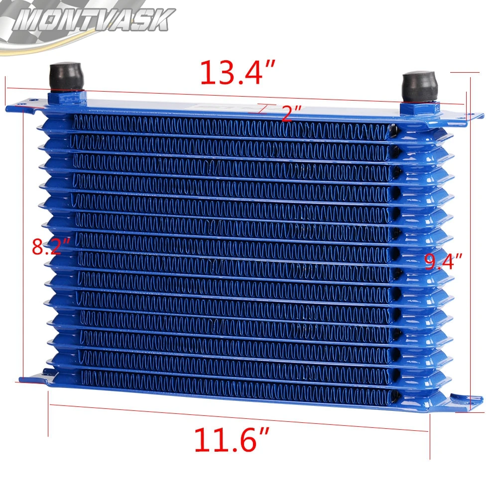 15 Row AN10 Transmission Engine Oil Cooler + 7&quot 12V Fan Fittings |