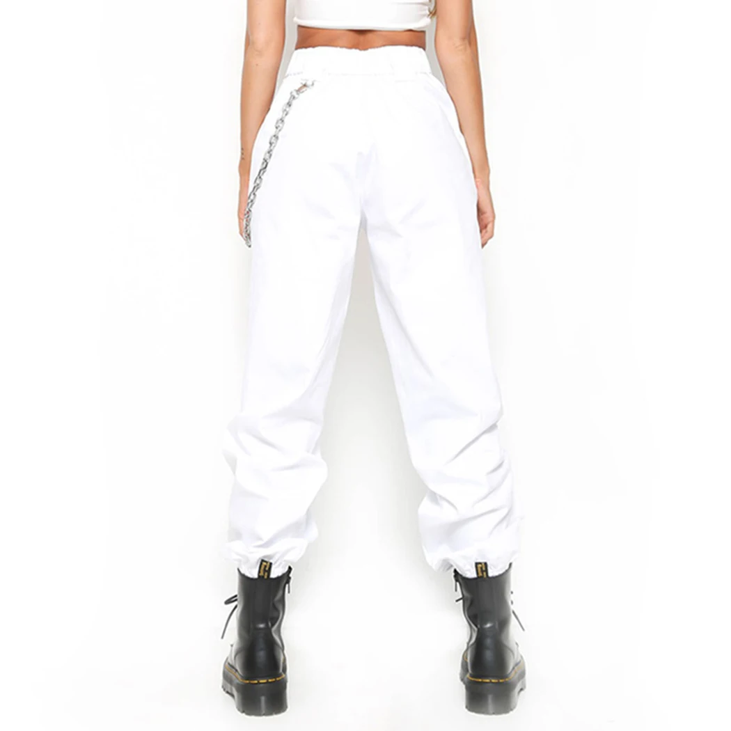 Casual Womens Harem Pants With Chains 2018 Fashion High Waist Sweatpants Streetwear Cotton Lady Trousers Pantalon Mujer | Женская одежда