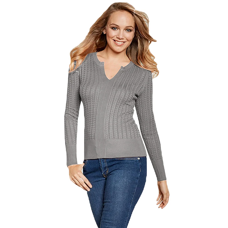 2018 Женский Пуловер Осень Зима базовый черный красный серый ребристый кабель