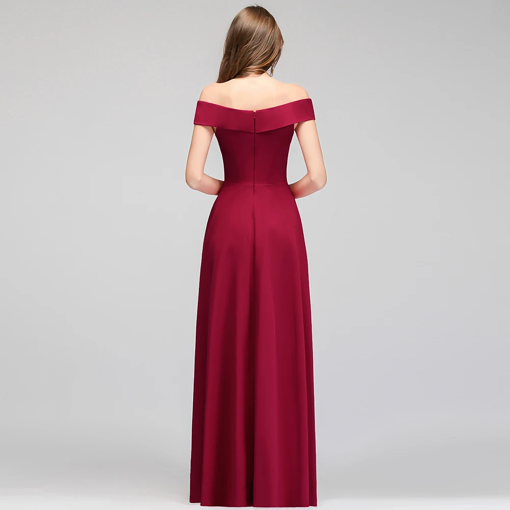 Robe de soiree Sexy Off The Shoulder Burgundy Evening Dresses Long Satin Prom Dress Formal Party Gown | Свадьбы и торжества