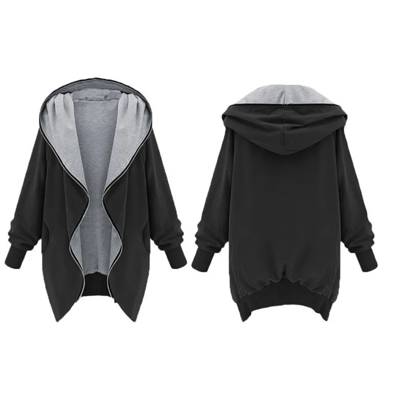 Женский длинный кардиган на молнии повседневная толстовка с капюшоном винтажная