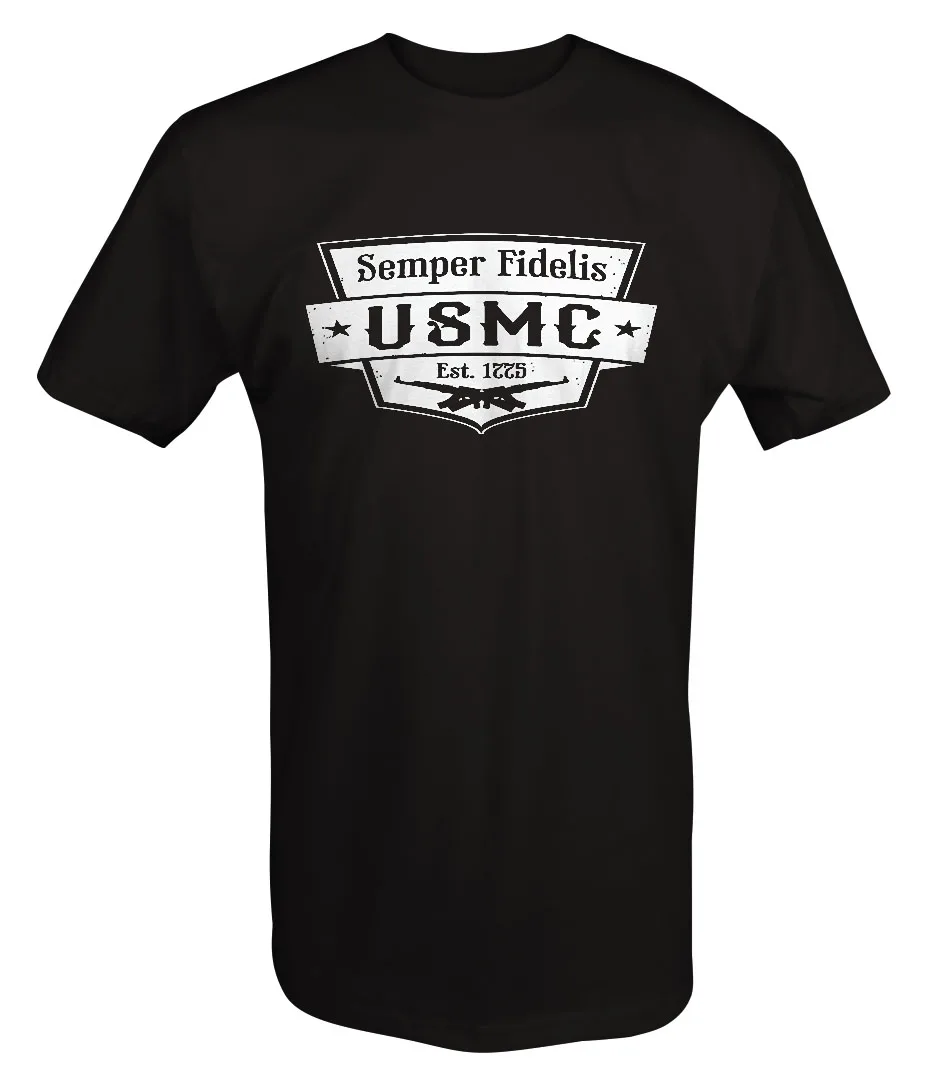 USMC Semper Fidelis Shield США морские винтовки Футболка harajuku Короткие повседневные