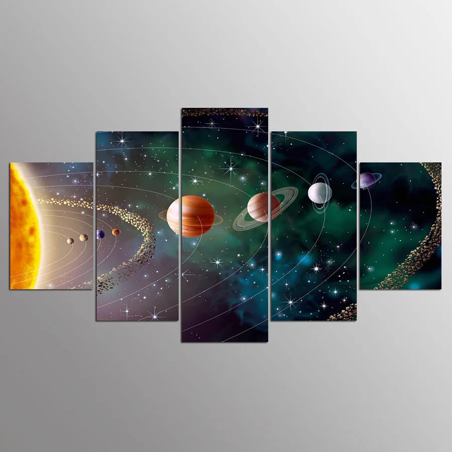 

Modern Home Decoration 5 Pieces Canvas Paintings Planets Solar System Outer Space Wall Art Picture Home Decor Posters And Prints