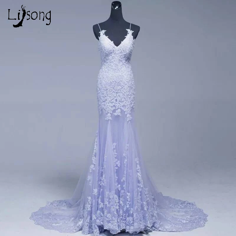 Женское вечернее платье футляр Lavender Lilac с кружевной аппликацией длиной до пола