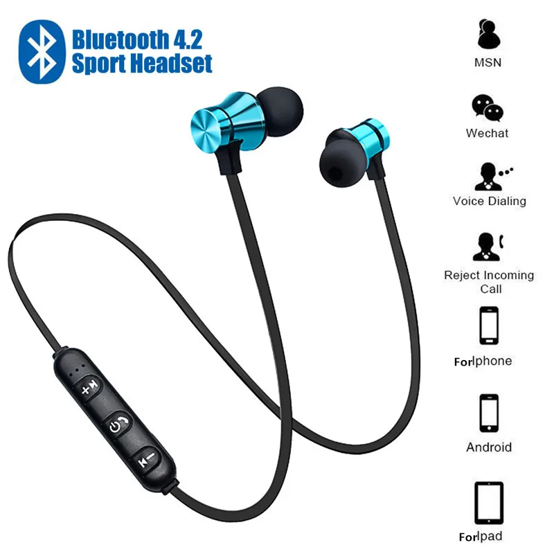 Беспроводные Bluetooth наушники магнитные шейные стерео спортивные наушники-вкладыши с микрофоном для samsung huawei Xiaomi