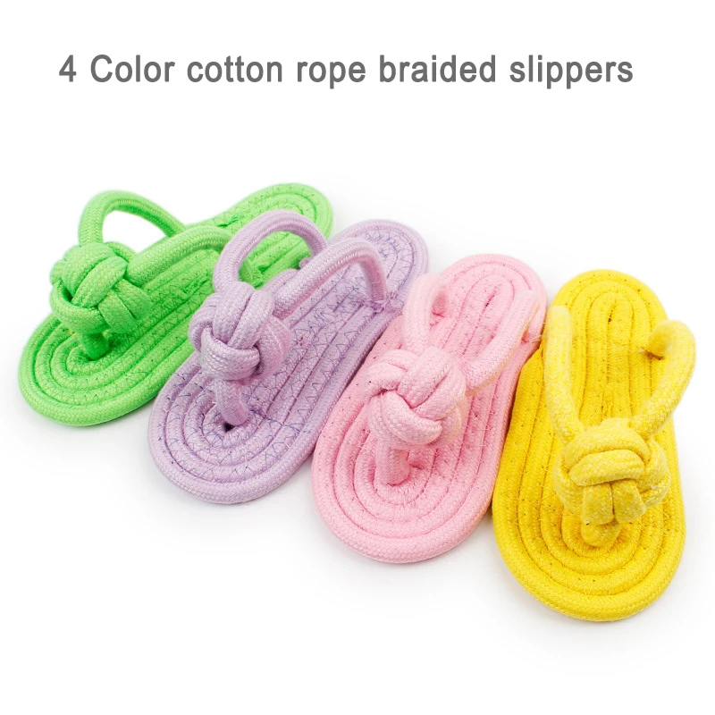 1 шт. любимчика игрушки хлопковая веревка плетеные тапочки ярких цветов для собак