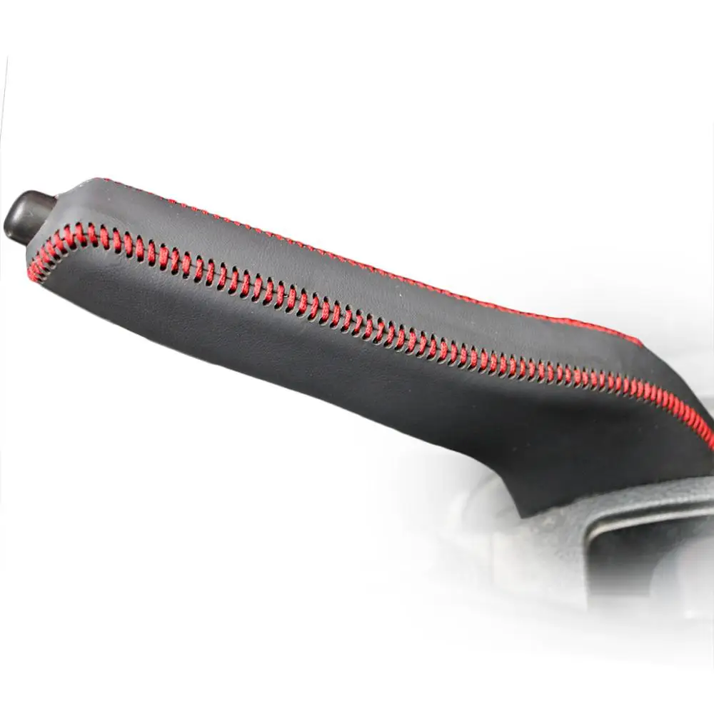 Handbrake Cover Red PONSNY Рулевое управление автомобиля/Шестерня/ручной тормоз натуральная кожа чехлы Чехол для Nissan TIIDA 2005-2009 Bluebird Sylphy Livina ручная прошивка - Название цвета: Handbrake Cover Red
