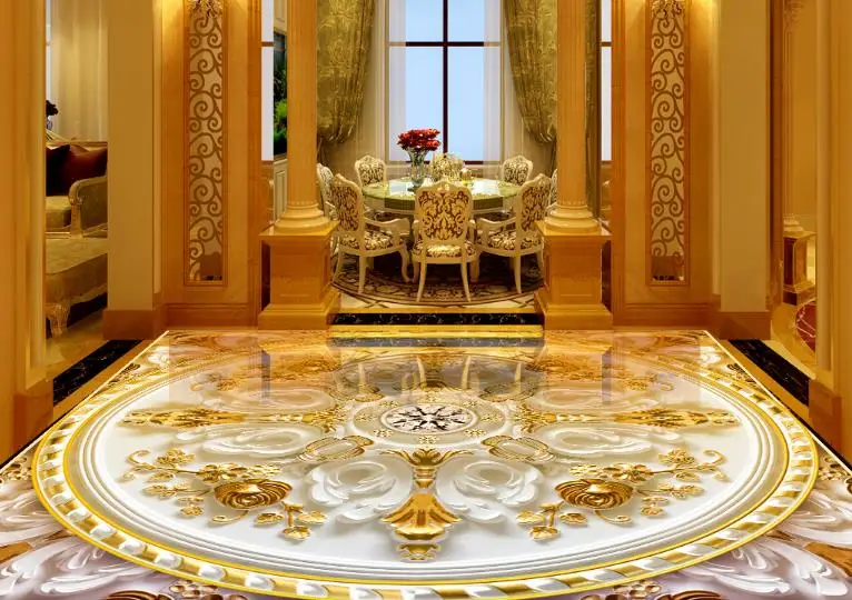 Большой роскошный 3d обои потолок Королевский рельефный узор Фотообои|photo wall murals|3d