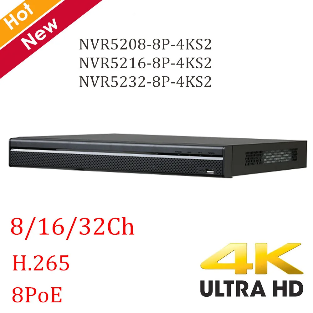 4 К DH NVR 8ch 16ch 32ch NVR5208 8P 4KS2 NVR5216 NVR5232 H.265 8 портов POE 4k разрешение NVR|Видеорегистратор