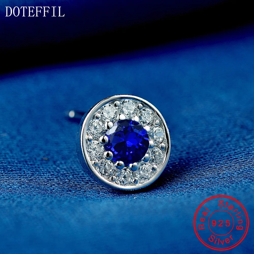 Серьги из 100% стерлингового серебра очаровательные женские модные серьги с синим