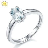 hutang wedding rings natural aquamarine solid 925 sterling silver solitaire ring gemstone fine elegant jewelry for womens new