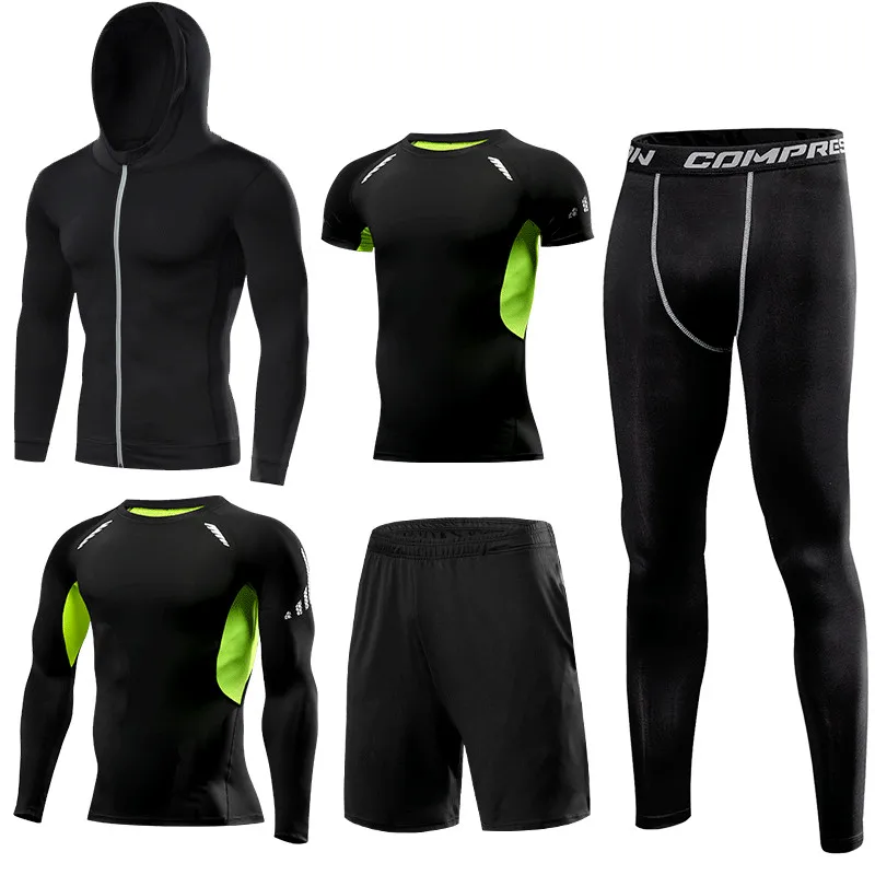 Новинка 5 шт. спортивный костюм для мужчин компрессионный комплект спортивная