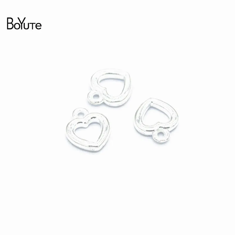 BoYuTe(100 шт./лот) металлический сплав подвеска в форме сердца Diy ручной работы аксессуары для изготовления ювелирных изделий - Окраска металла: 12x10MM-1MM Hole