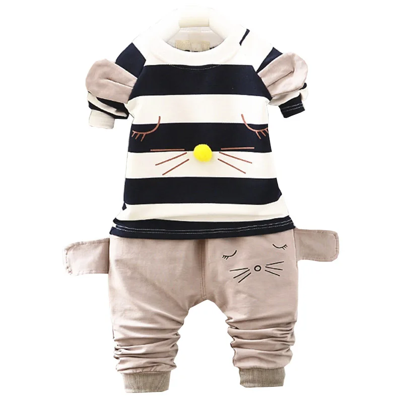 Bibicola/для маленьких девочек Комплекты для весенние детские 2 шт. футболка + Брюки