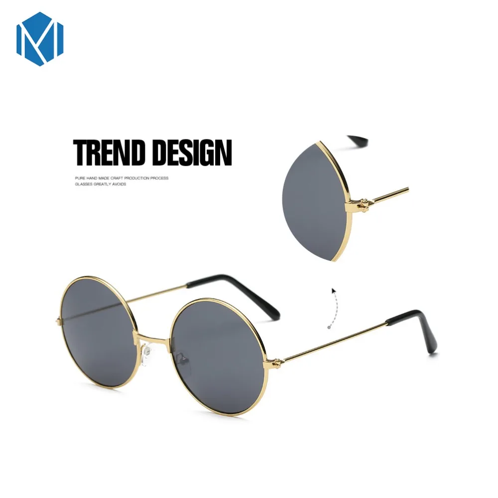 Женские круглые солнцезащитные очки в ретро оправе золотистого и серебряного