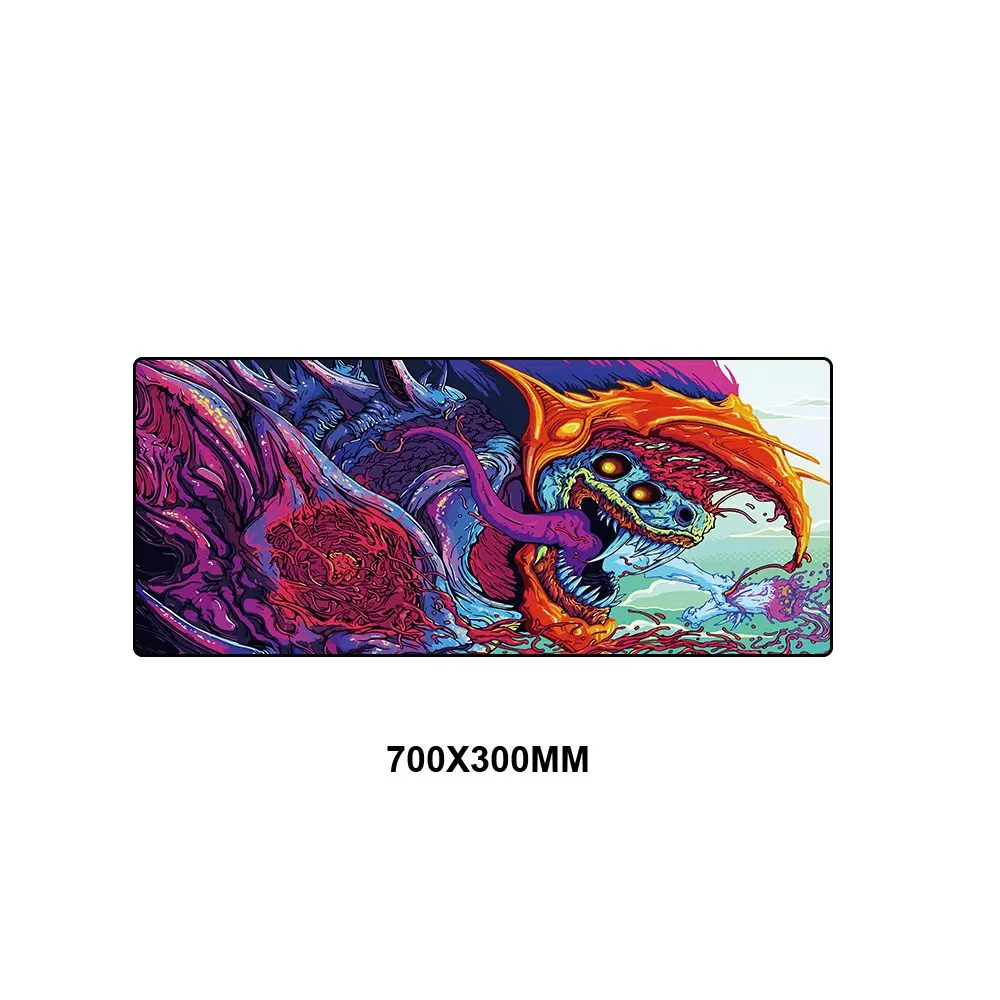 700x300MM Большой коврик для мыши, игровой коврик для мыши, противоскользящий коврик для клавиатуры из натурального каучука, настольный коврик с фиксирующейся кромкой CSGO Hyper Beast AWP коврик для игровой мыши - Цвет: 700x300MM