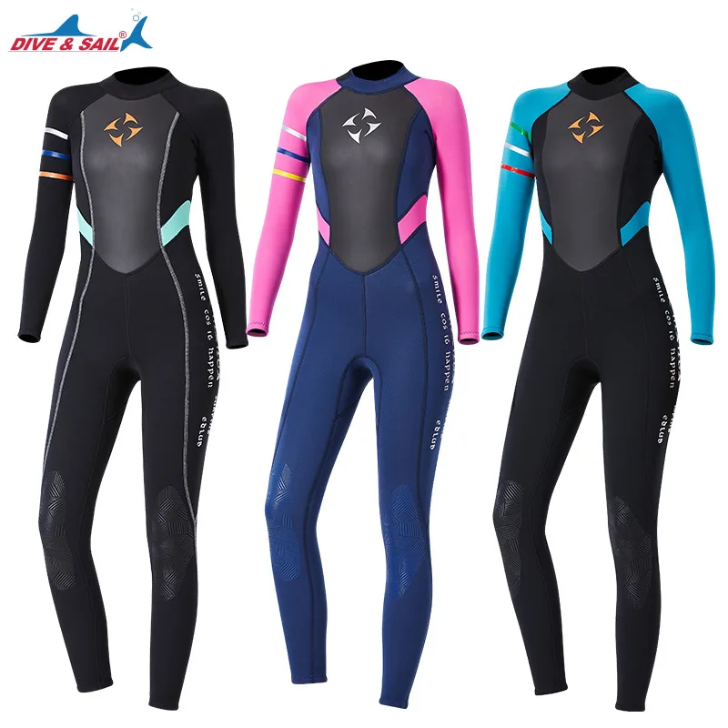 New Womens Scuba 3mm Neoprene Diving Suit Warm Long Sleeve Wetsuit One-Piece Dive Suits Snorkeling Swimming Prevent Jellyfish