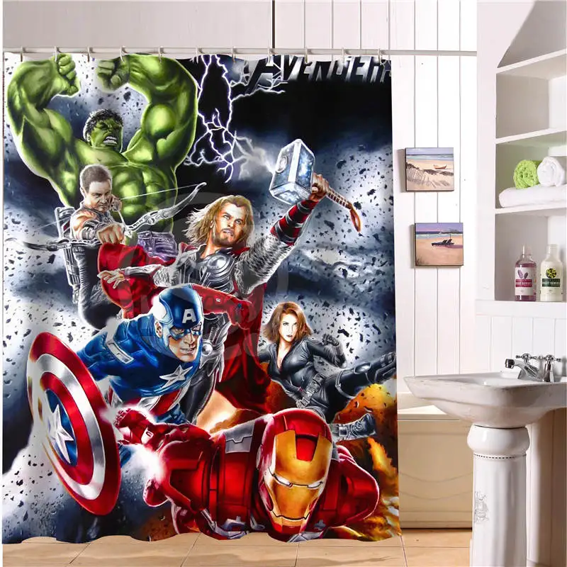 Пользовательские Мстители, герой Marvel занавески для душа Новые Большие европейские и американские большие идеи печать издание полиэстер занавес для ванной
