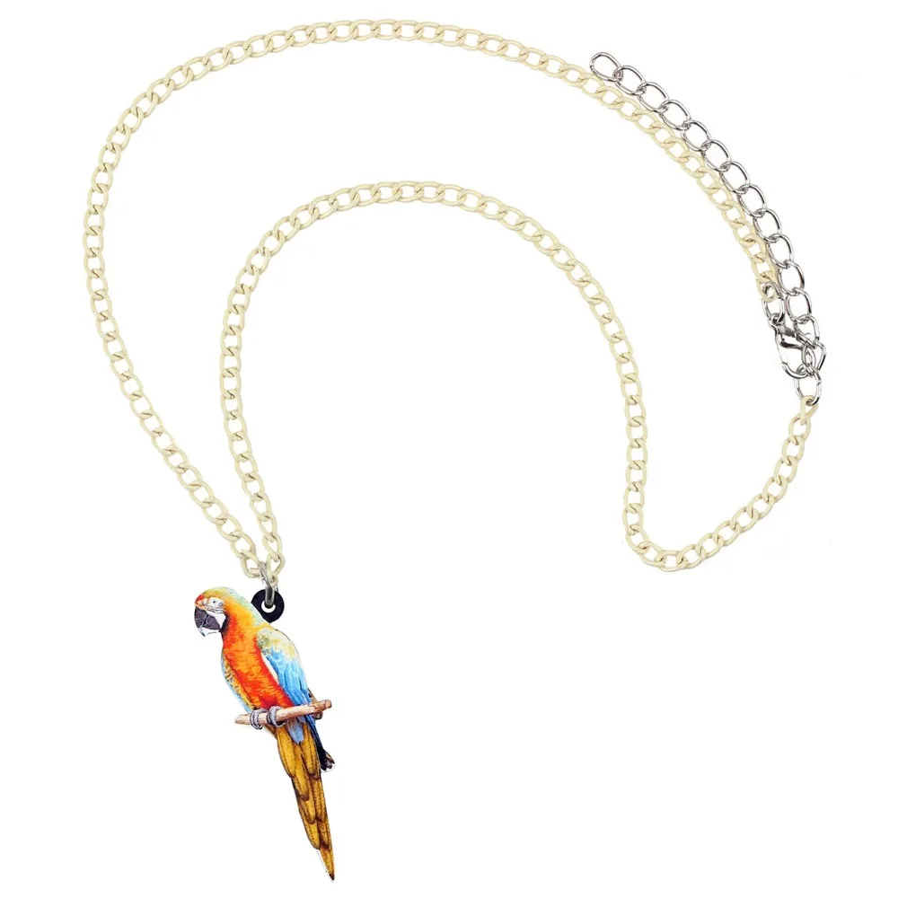 Акриловое ожерелье Bonsny в виде попугая из джунглей подвеска на цепочке с