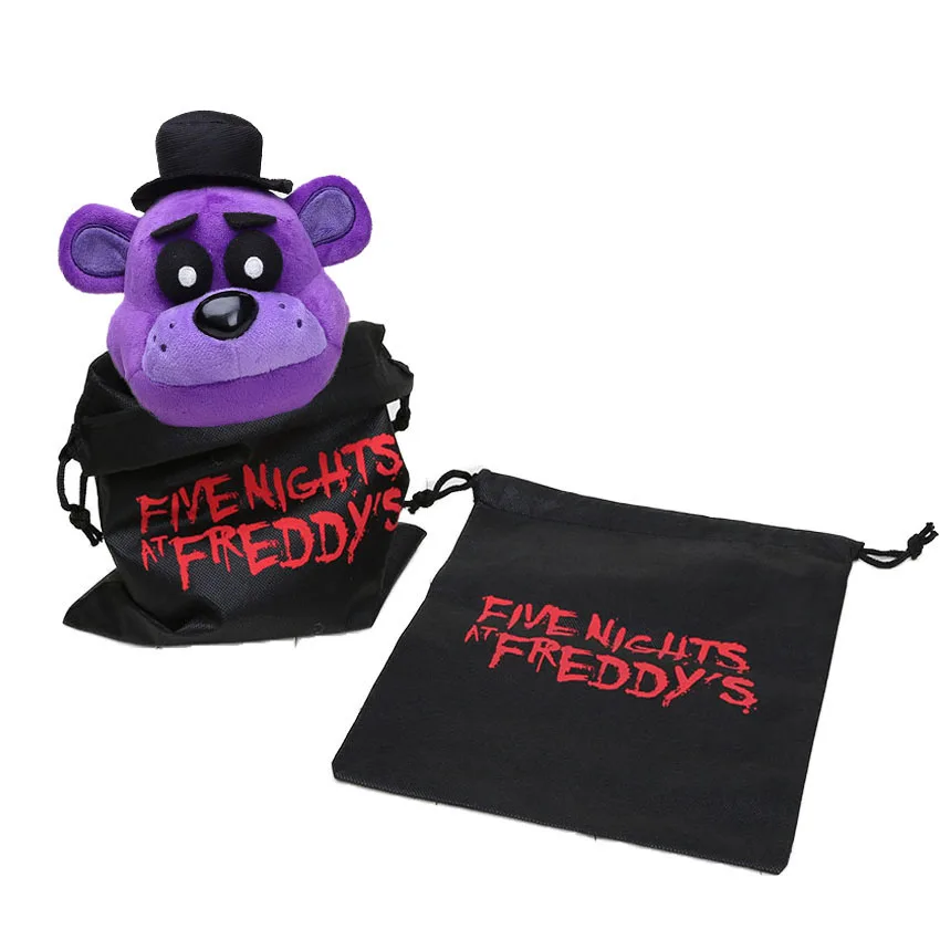 purple bear in bag 25 см Фредди фазмедведь Бонни Фокси эннард плюшевая игрушка с подарочным мешком кошмар пять ночей у Фредди чучела животных куклы игрушки FNAF - Цвет: purple bear in bag