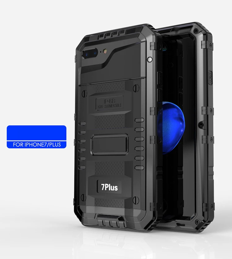 IP68 Ударопрочный водонепроницаемый чехол для iPhone XS MAX XR X 6 6s 7 8 plus чехол 360 военный класс защитный сверхпрочный металлический чехол