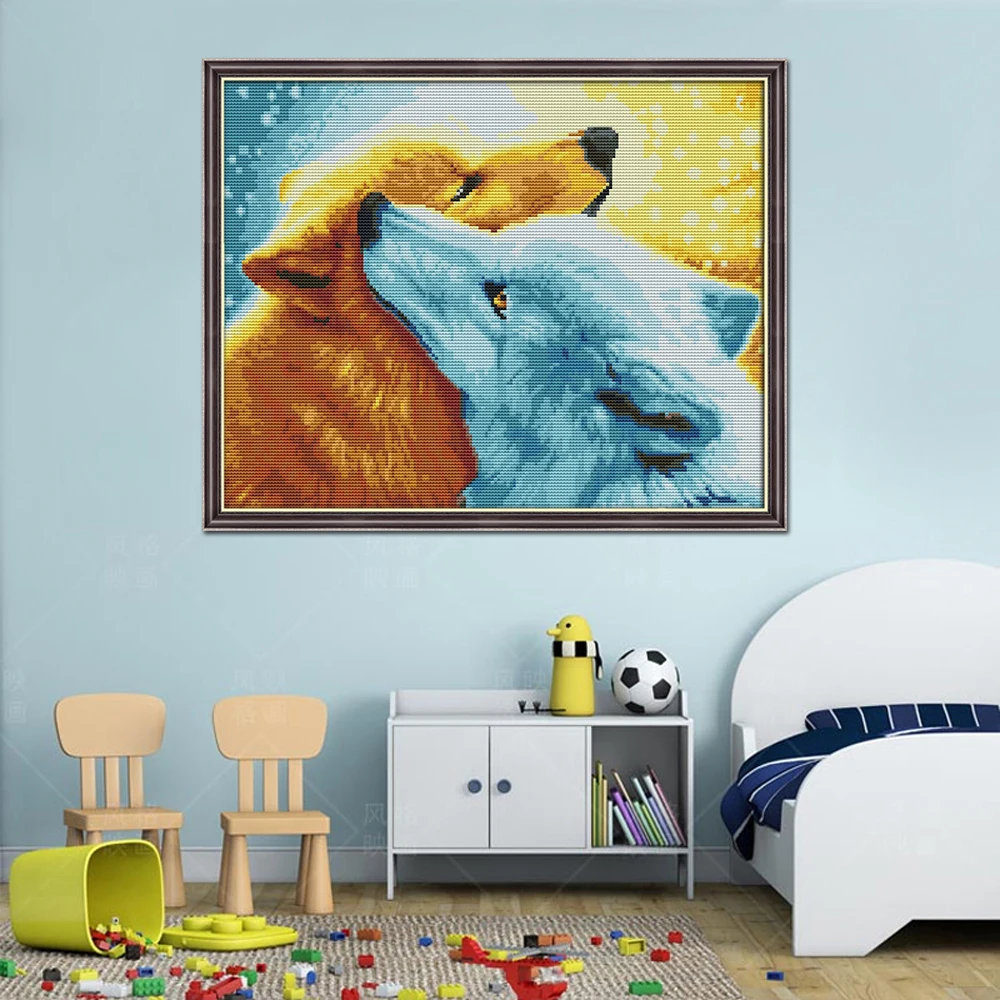Joy Sunday Wolf рукоделие DA188 14CT 11CT Счетный и штампованный домашний декор Снежный волк рукодельная вышивка DIY наборы для вышивки крестиком