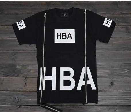 brand New arrival HBA Hood By Air men's Double zip Human skeleton spinal cord hiphop casual short-sleeved tee t-shirts tops | Мужская