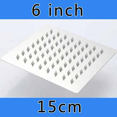 Square 6 inch 6 ''8'' дюймовый круглый квадратный ультра тонкий большой дождевой насадка для душа из нержавеющей стали панель большой водный ток Ванная Комната Верхний спрей для душа - Цвет: Square 6 inch