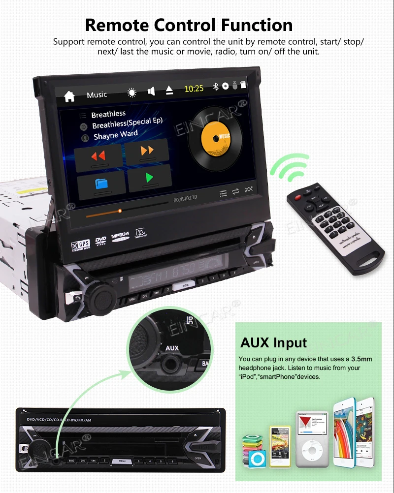 7 дюймов емкостный сенсорный экран один автомобильный dvd плейер din Опора GPS