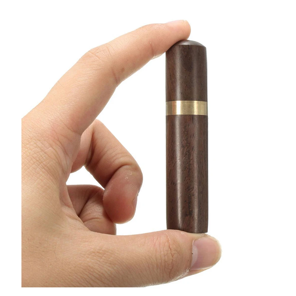 

HOT-Ebony Wood Toothpick Holder Bucket Mini Box Hiking Portable Craft Handmade Gift 8*1.8cm