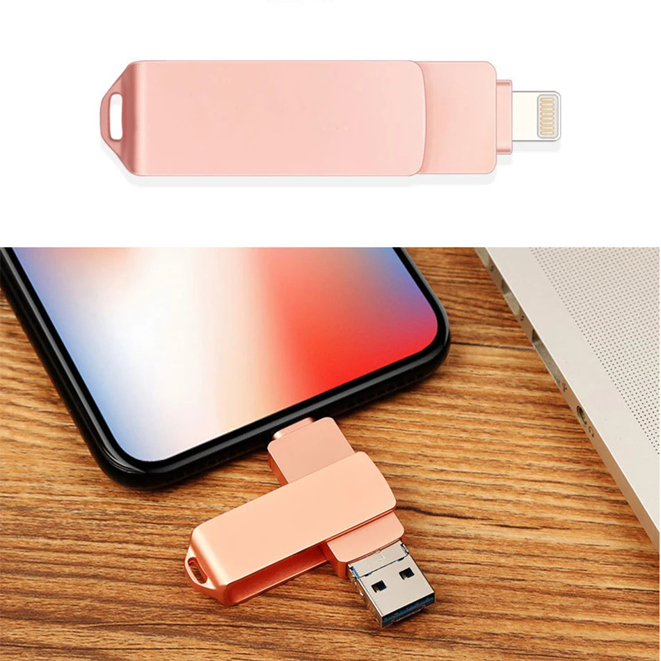 Сверхзвуковой металлический USB флеш-накопитель 3 в 1, USB 3,0, 256 ГБ, 128 ГБ, 64 ГБ, 32 ГБ, OTG флеш-накопитель, Micro-USB Lightning, для iphone 7/7 Plus/8/X