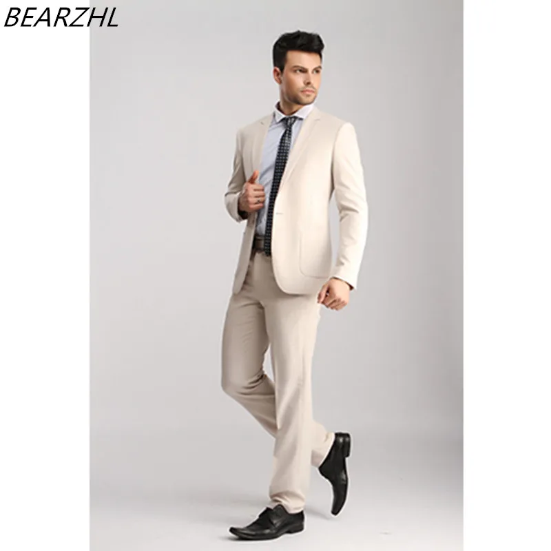 

Tuxedos For Wedding Classic Suit Beige Custom Made 2021 Dress