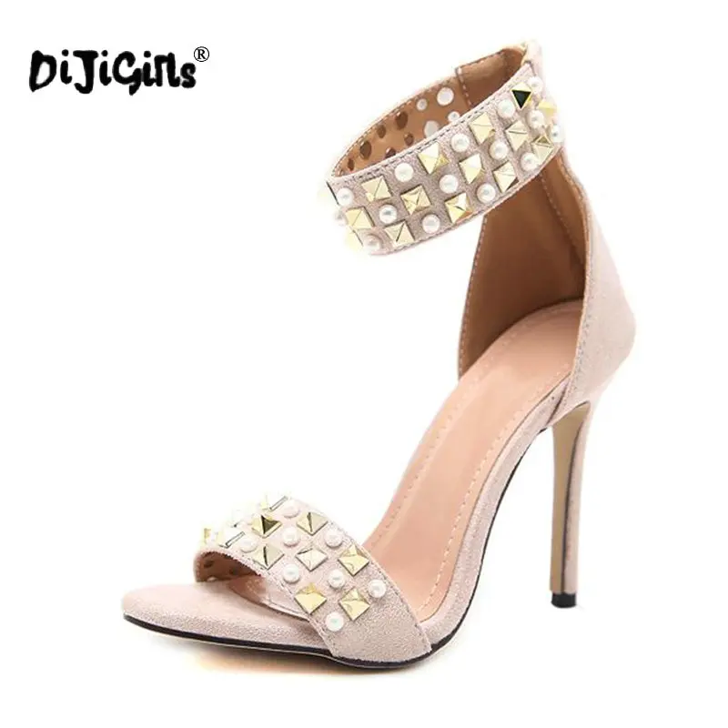 Женские замшевые босоножки DIJIGIRLS сандалии с ремешком на щиколотке открытый носок