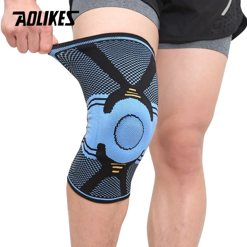

AOLIKES 1 шт. фиксатор колена для фитнеса и бега защитные спортивные наколенники для тренажерного зала эластичный нейлоновый силиконовый мягки...