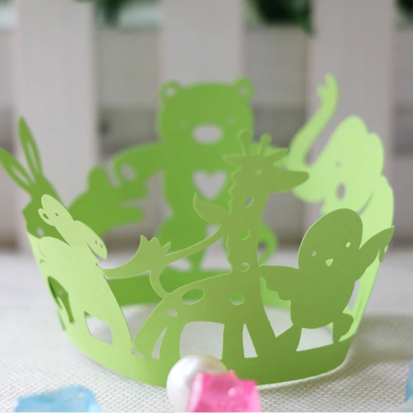 50pcs Cute Giraffe Elephant Bear Pattern Cupcake Wrapper Baby Shower Decorations Laser Cut Carved Paper Cup Party Favor | Дом и сад