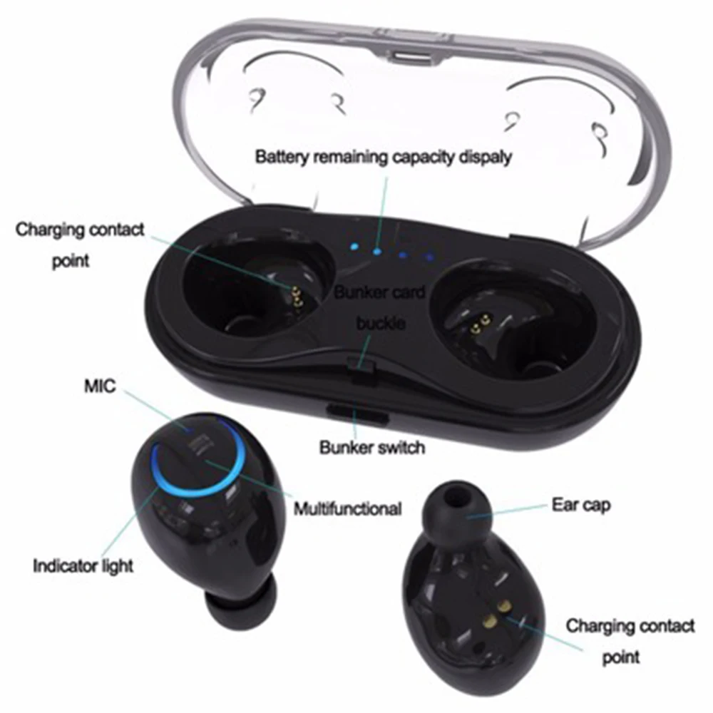 Bluetooth гарнитура с двойным ухом и зарядным отсеком HBQ Q18tws Беспроводная мини